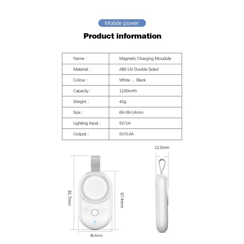 Mini Powerbank Apple watch 8 7 6 5 4 3 2 1 Portable charger wireless iwatch series SE Travel charging