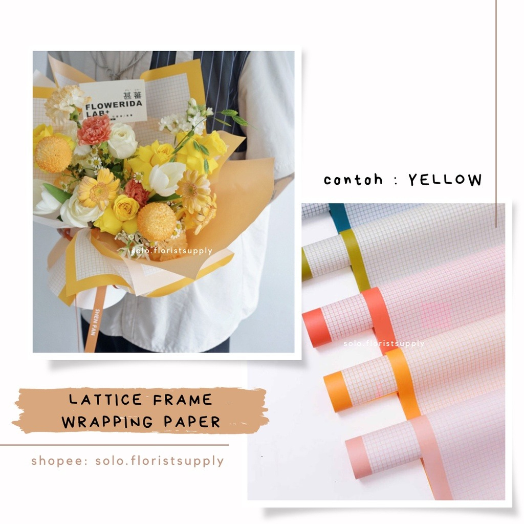 ECO LATTICE FRAME FLOWER WRAPPING CELLOPHANE MOTIF KOTAK GRID KERTAS KADO KOTAK KECIL FLORAL WRAPPIN