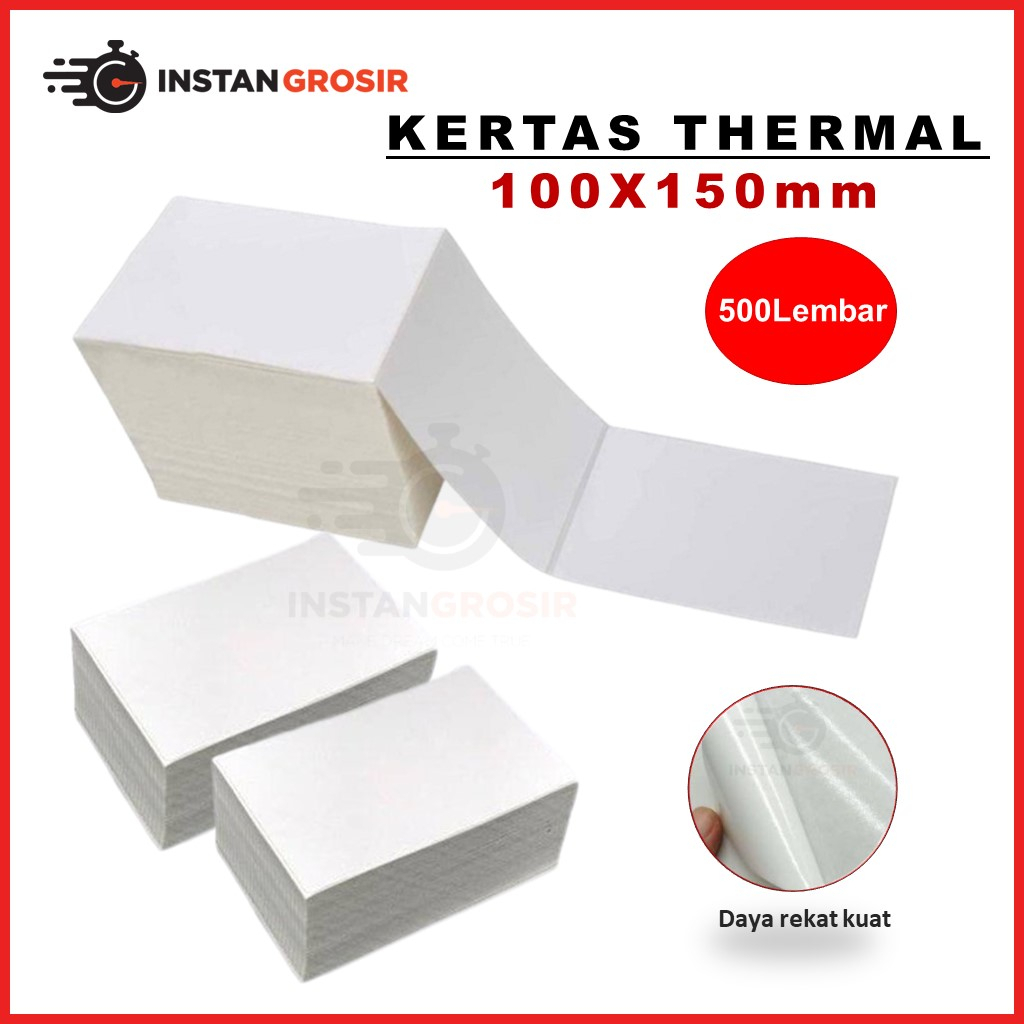 

Kertas termal label kertas thermal 100x150mm 500pcs lembar A6 sticker kertas thermal lipat 100 x 150mm print barcode stiker lebel