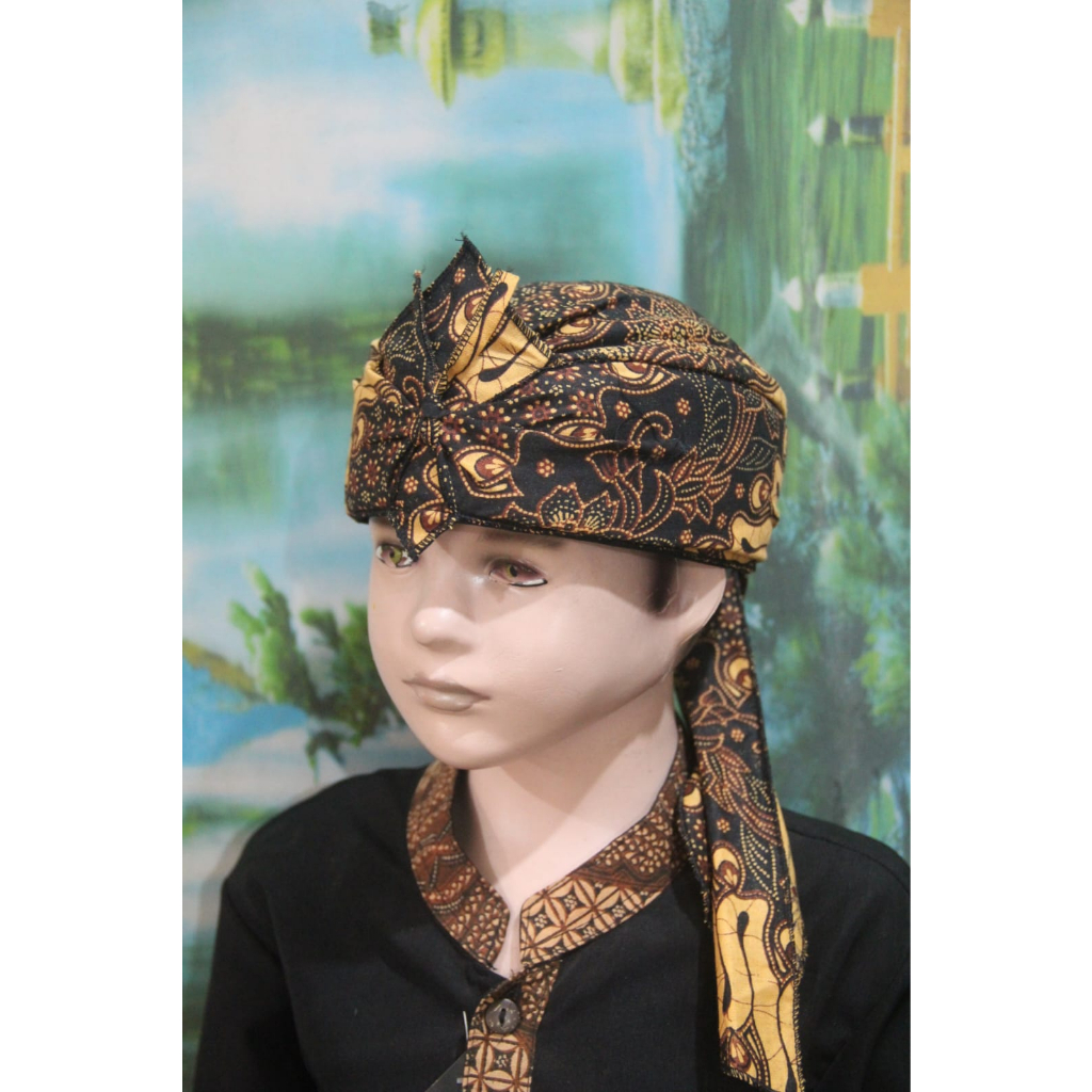 blangkon iket kepala sunda jawa tradisional batik ANAK USIA 1-10 TAHUN ATAS TUTUP (COKLAT)