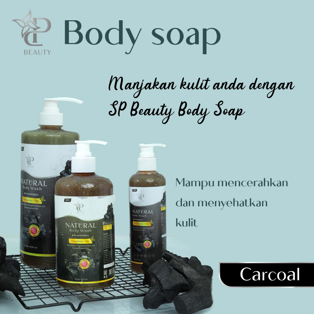 Sp Beauty Body Wash sabun cair herbal. Extra charcoal 250ml vitamin C. A &amp; Collagen. - Sabun mandi cair pemutih badan sabun cair pemutih .sabun cair herbal charcoal 250ml