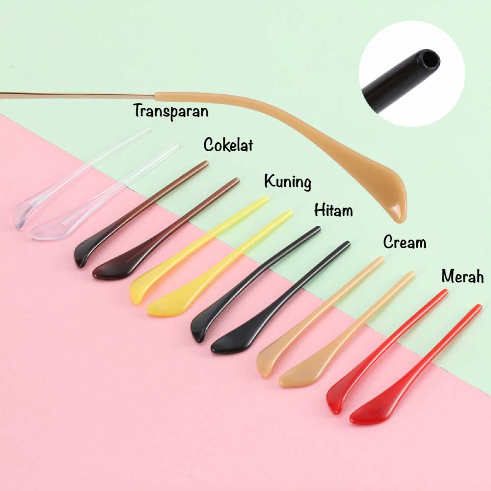 1 Pasang [ Transparan ] Pengait Kacamata Plastic - Anti Slip - Earhook Silicone - Penahan Hijab Style - KP8207