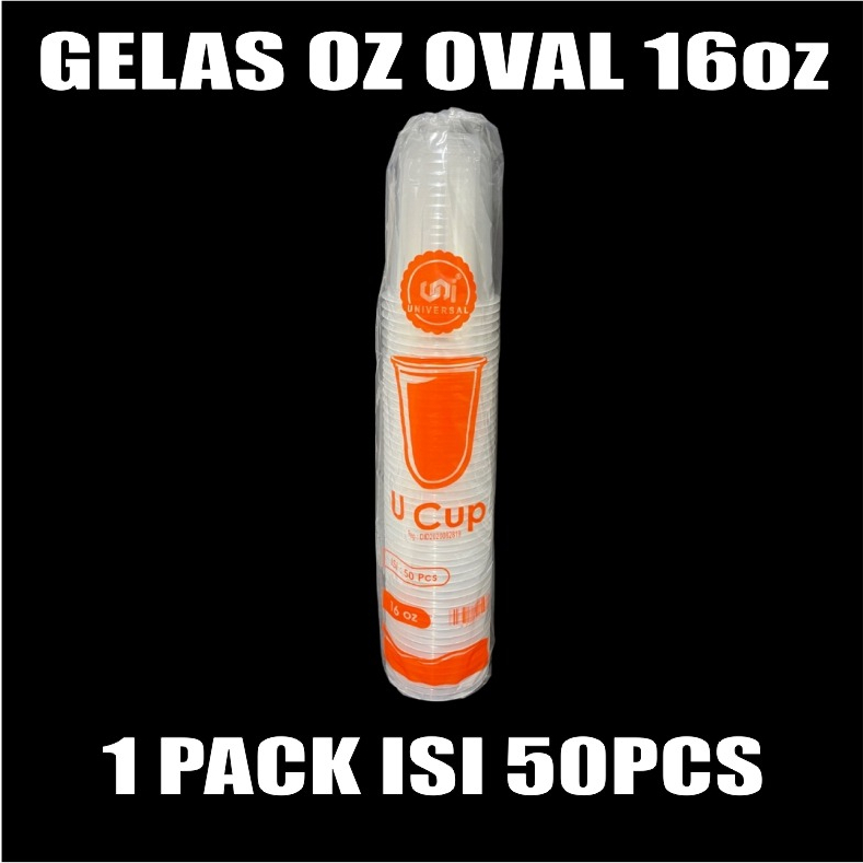 Gelas oz Oval 16oz Bening Cup Plastik Bulat Round Per Dus Murah SBY