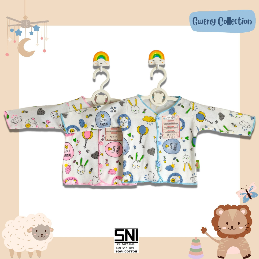 Atasan Baju Bayi / Atasan Baju Anak Motif Love Animal Baby Glow