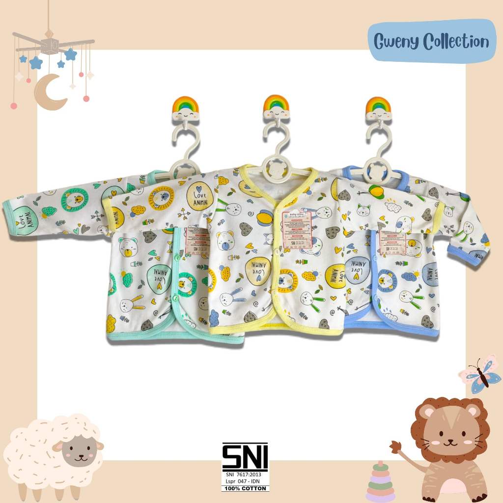 Atasan Baju Bayi / Atasan Baju Anak Motif Love Animal Baby Glow