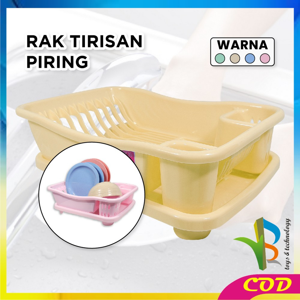 RB-C845 Rak Piring Plastik Serbaguna dengan Nampan Rak Tirisan Piring Wastafel / Rak Pengering Cuci Piring Mangkok Gelas Dish Drainer