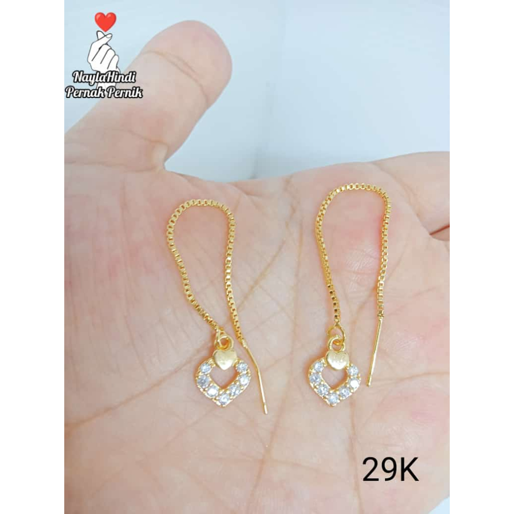 ANTING PANJANG JARUM PERHIASAN DEWASA LAPIS EMAS