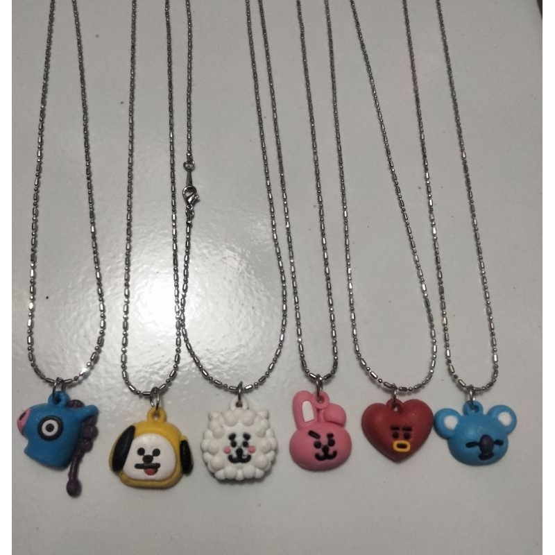 kalung Bts rantai motif bambu+bandul karet