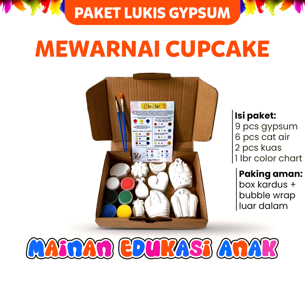 

Mainan Edukasi Anak Paket Melukis Mewarnai Patung Gipsum Set Alat Lukis Lengkap Kuas Cat Air Akrilik Painting Gypsum DIY Cupcake Kendaraan Hewan Laut Serangga