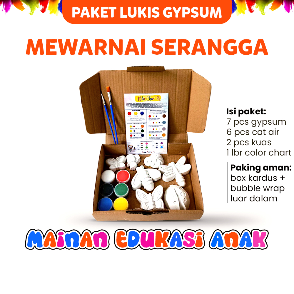 

Mainan Edukasi Anak Paket Melukis Mewarnai Patung Gipsum Set Alat Lukis Lengkap Kuas Cat Air Akrilik Painting Gypsum DIY Serangga Kendaraan Cupcake Hewan Laut