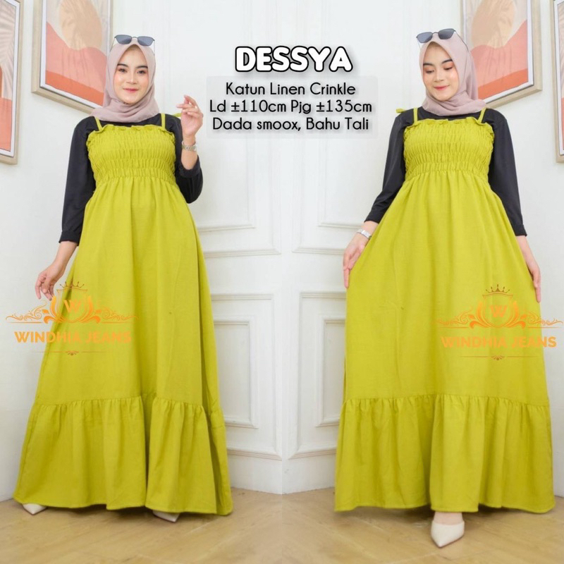 Dessya Overall Overal Smoox Tali Wanita Jumbo Big Size Linen Crinkel