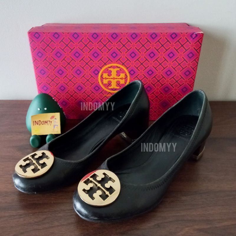 SALE Tory Burch Amy Pump Heels Black size 39 / 8.5 preloved authentic leather shoes sepatu hak wanit