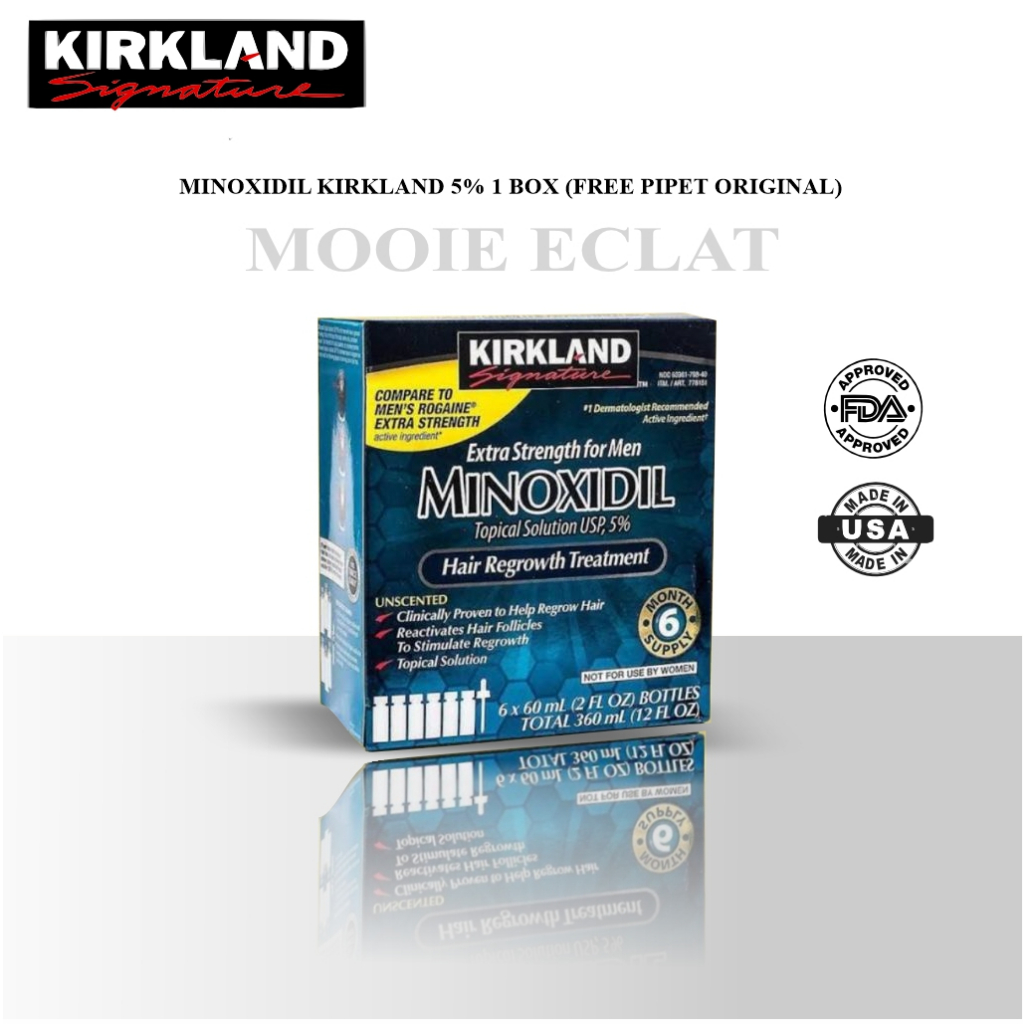 Minoxidil Kirkland 5% 1 Box isi 6 Botol ( Free Pipet Original )