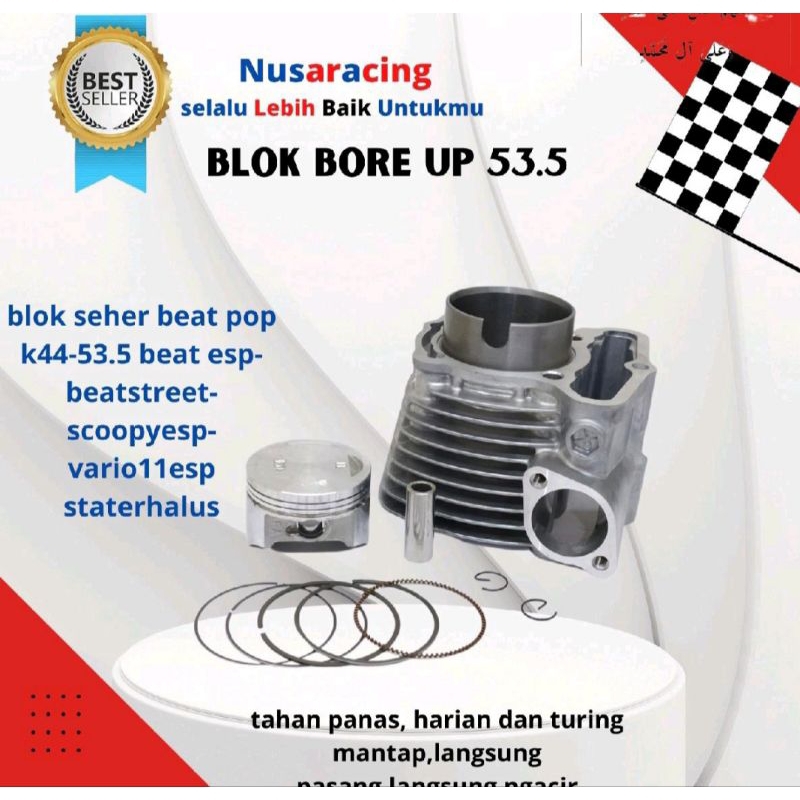 BLOK SEHER 53.5 BORE UP 130 CC UNTUK BEAT POP, BEAT ESP, BEAT STATER HALUS 2015-2019, SCOOPY FI ESP,