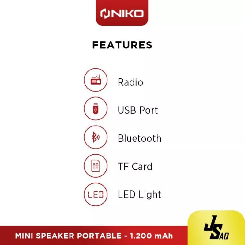 Portable Niko Mini Speaker  JSAQ Bluetooth