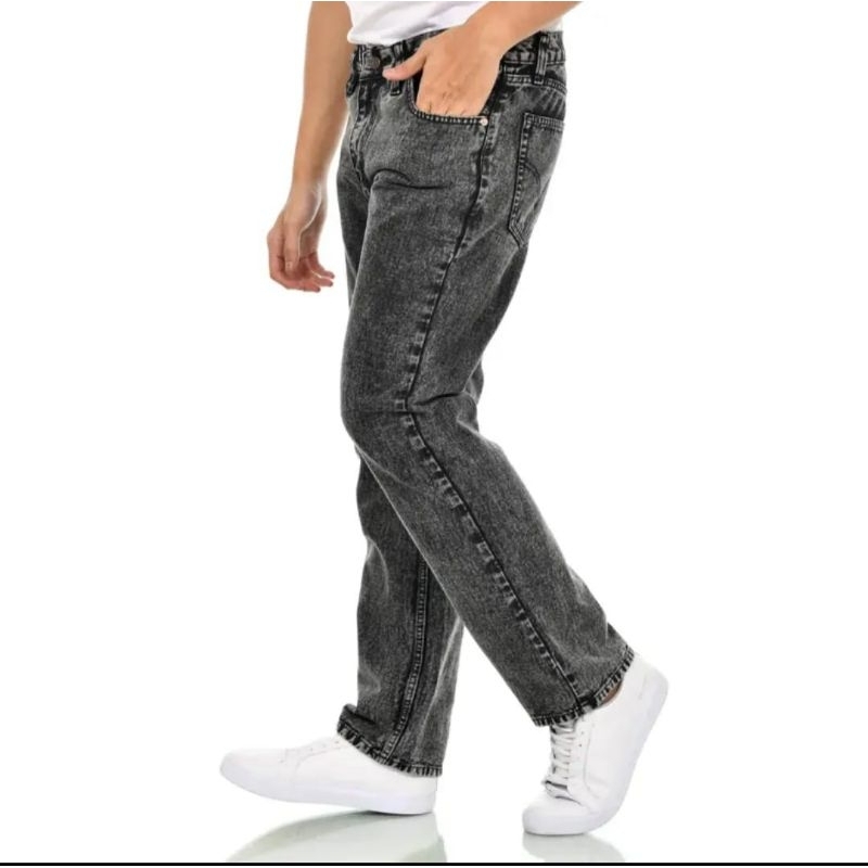 Celana panjang pria standar pria jeans reguler ripped