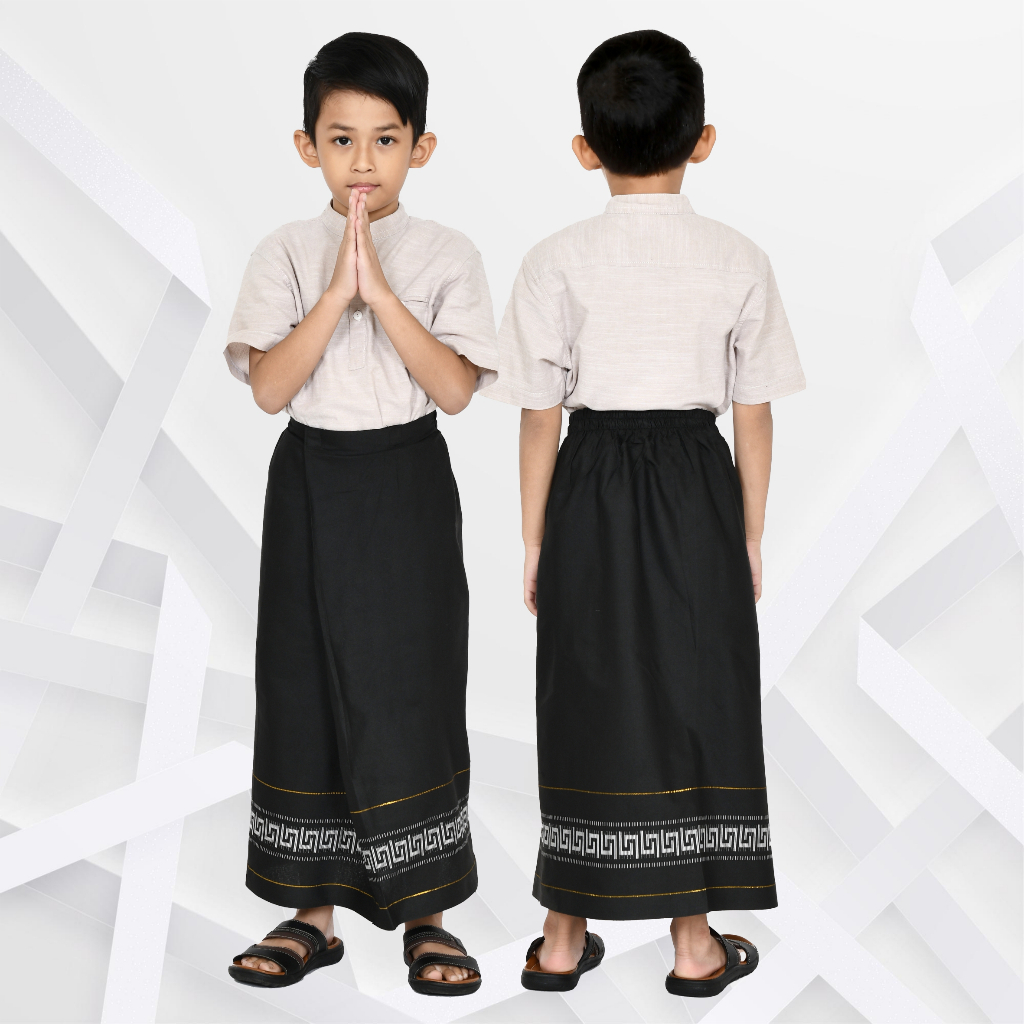 MOOZLM SARUNG INSTAN ANAK LAKI LAKI SANTRI TK SD SUNNAT SOLAT NGAJI  UMUR 2 - 6 TAHUN MOTIF TENUN