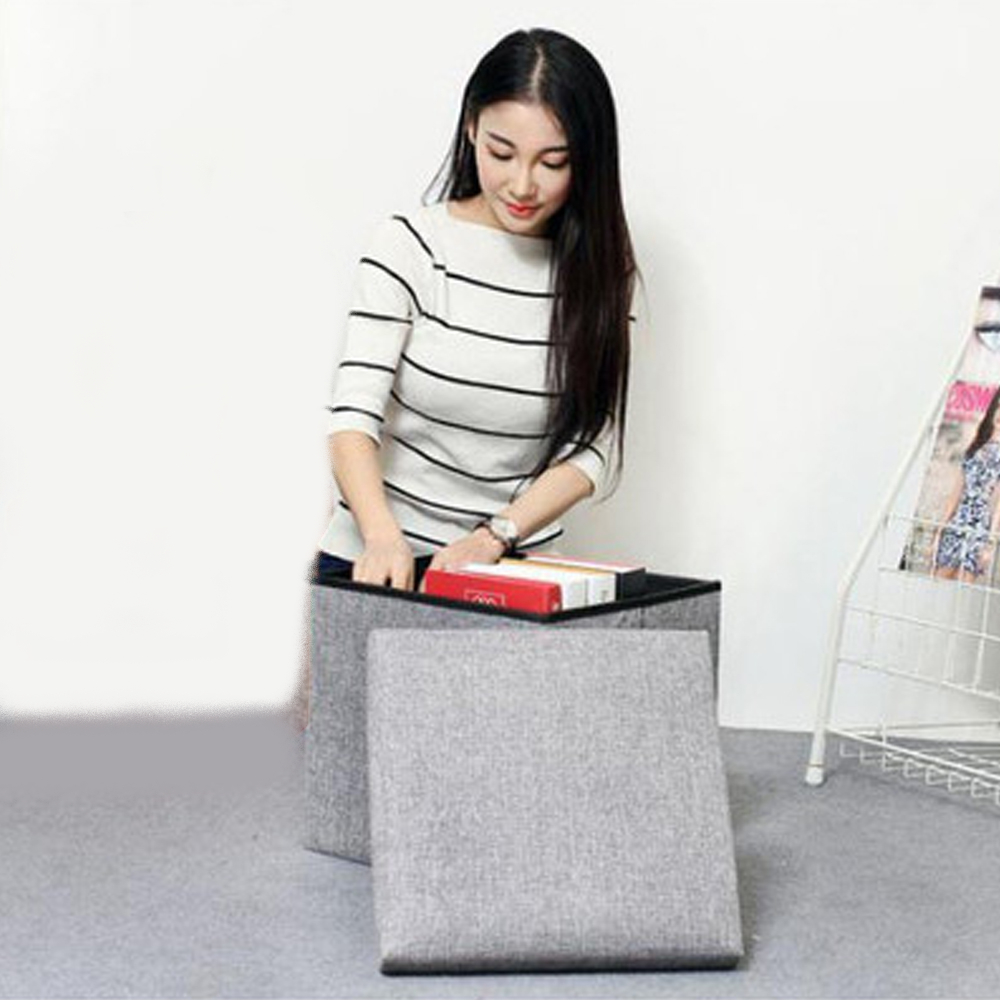 TaffHOME Sofa Kotak Penyimpanan Barang Foldable Storage Container 38 x 38 x 37 cm - L1705 - Gray