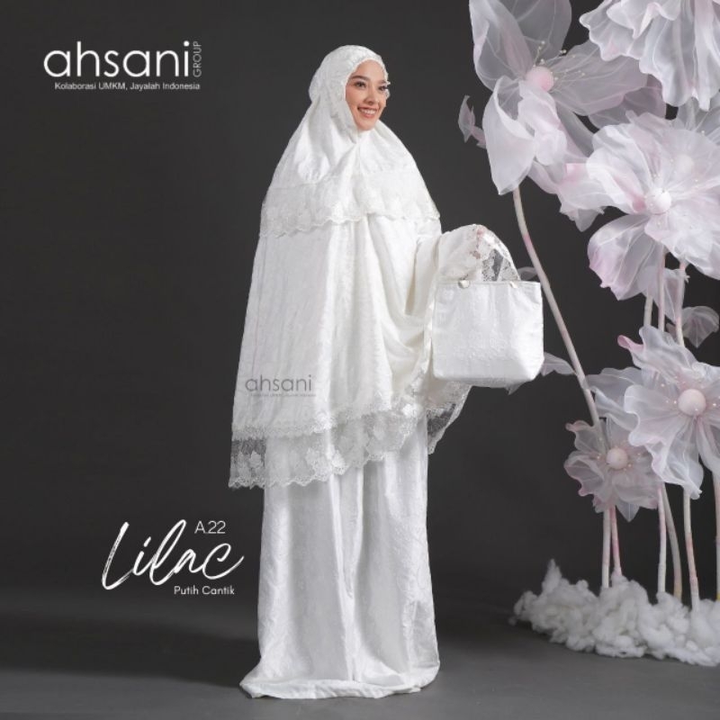 Termurah Bisa COD Mukena Ahsani Putih Luxury Premium Berkualitas jual mukena  Ahsani original violet