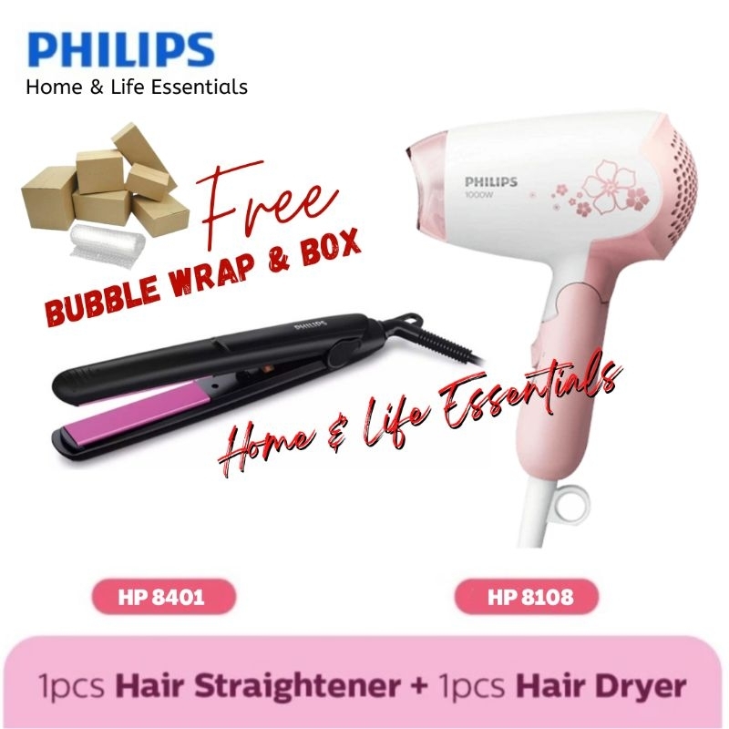Philips Beauty Set (Hairdryer HP8108 + HP8401 Catok Rambut Philips)
