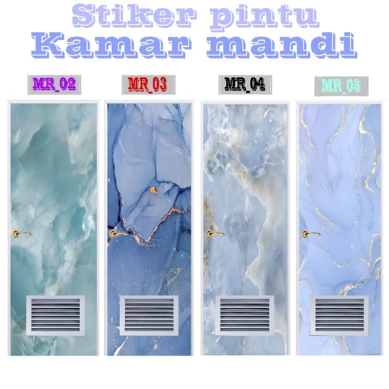 Stiker pintu kamar mandi motif batu marmer