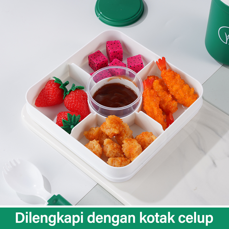 Letyeah &amp; Anantagt Kotak Bekal Double Layer Salad Sauce Buah Lunch Box Set Portable Tempat Makan