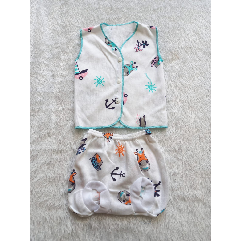 BOBOKO SETELAN Baju Newborn Sleeveless Premium Seri Animal 0-3 bulan