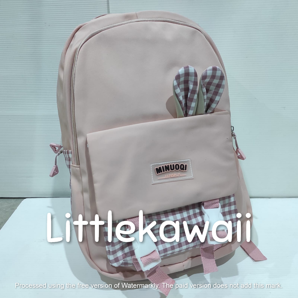 LK/Tas Ransel Laptop Backpack Parasut Sekolah Fashion Korean Style Anak Remaja Dewasa Rabbit Gesper Minuoqi Mix Import