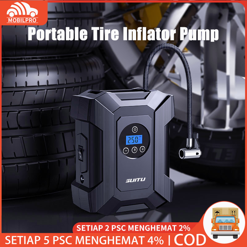 12V Pompa Ban Mobil Truk Motor Elektrik Cek Tekanan Angin Digital LCD Display Portable Inflator Air Pompa Kompresor