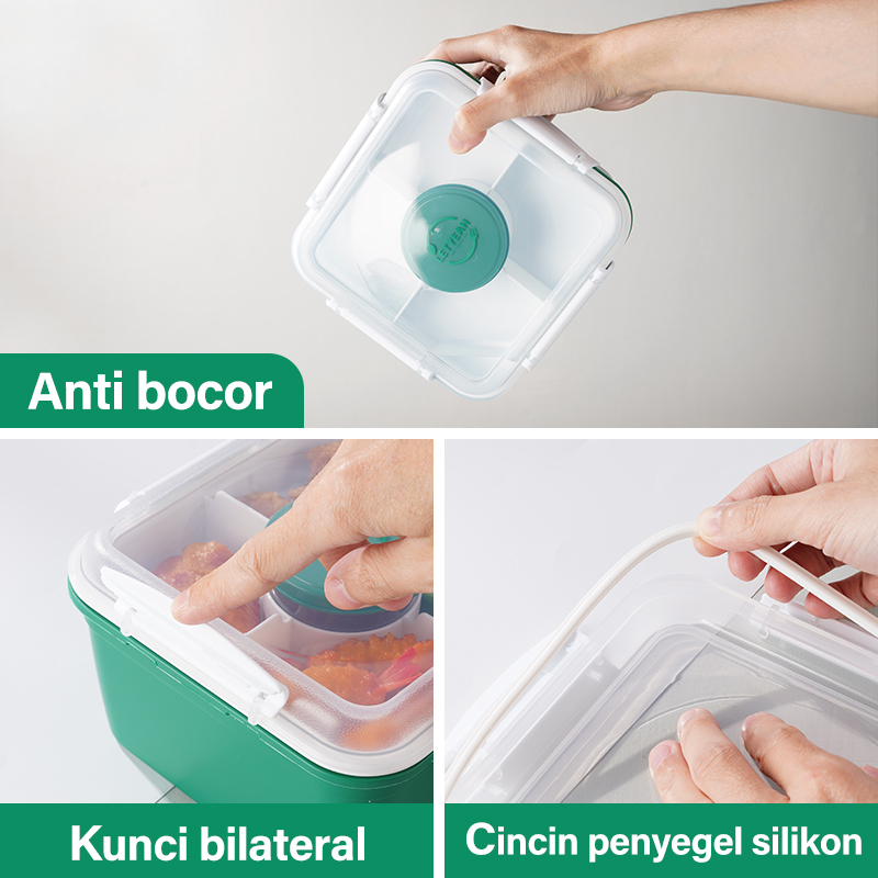 Letyeah &amp; Anantagt Kotak Bekal Double Layer Salad Sauce Buah Lunch Box Set Portable Tempat Makan