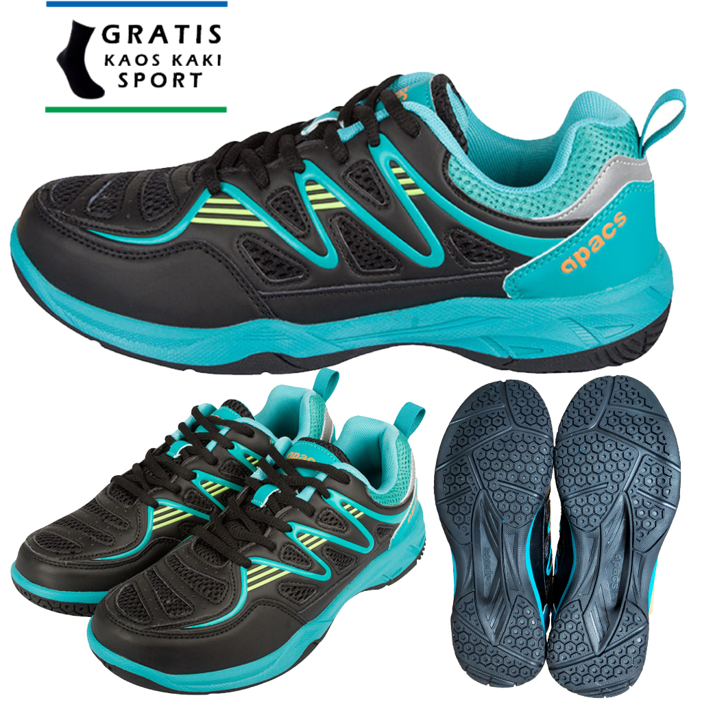 SALE Apacs CP 250 XY Sepatu Badminton Apacs Warna Hitam Tosca - Sepatu Bulu Tangkis Apacs Original