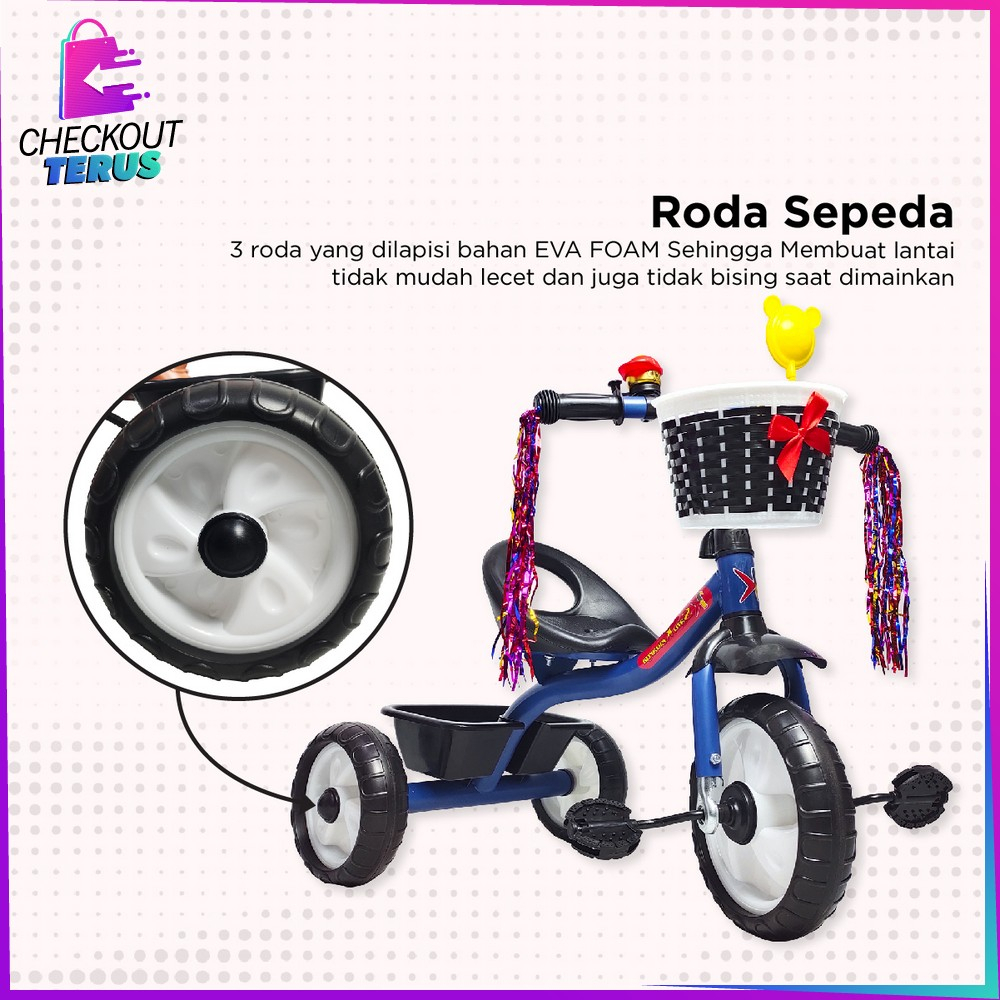 CT M307 Mainan Sepeda Anak Roda 3 Tricycle Balance Bike Sepeda Keseimbangan With Keranjang Speda Dorong Ride On Push Bike Import