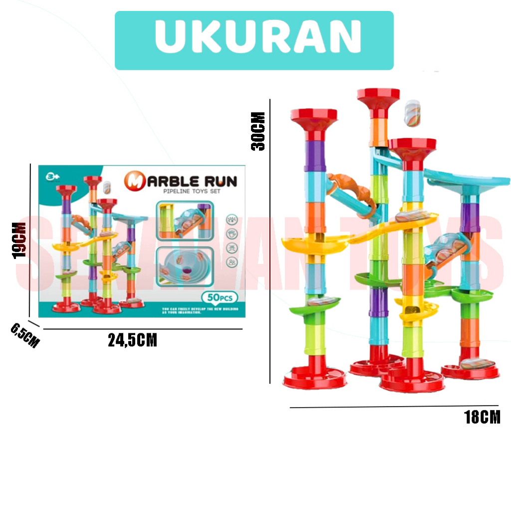 Mainan Bola Pipa Marble Run Isi 50PCS / Pipeline Toys Set / Pipa Seluncur Kelereng 8803