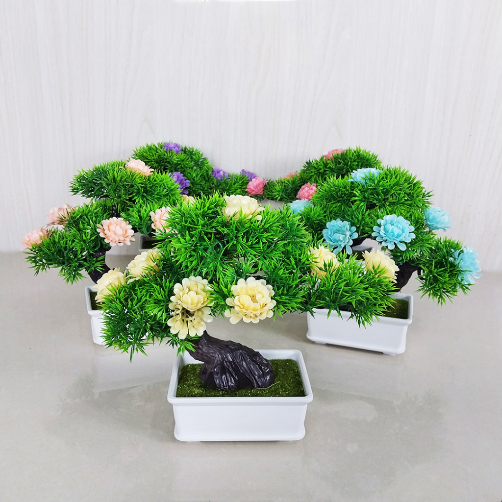 Tanaman Hias Plastik Ornamen Pot Bonsai Bunga Hiasan Palsu Pajangan Dekorasi Rumah Import Artificial Flower Import Azgalery PBP85