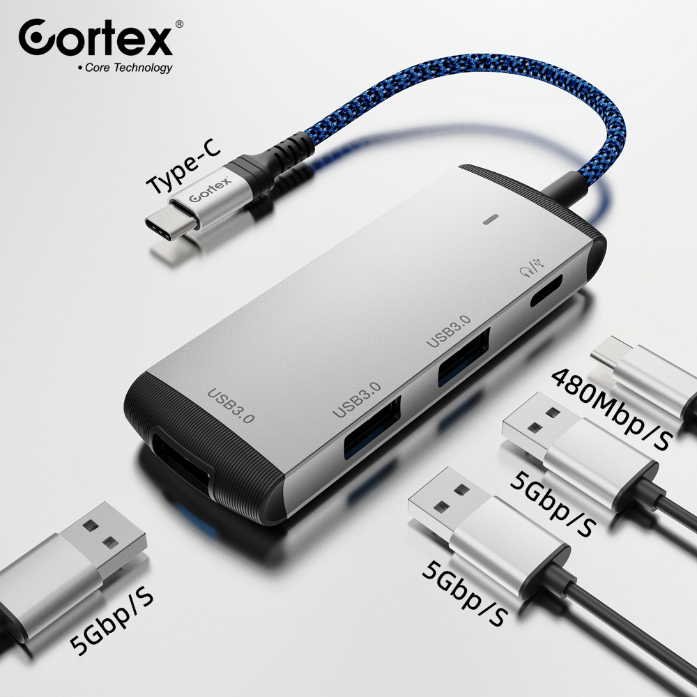 Cortex MH375 Type C / Tipe C HUB Splitter 4IN1 TYPE-C to 3X USB3.0 + USB-C OTG Adapter