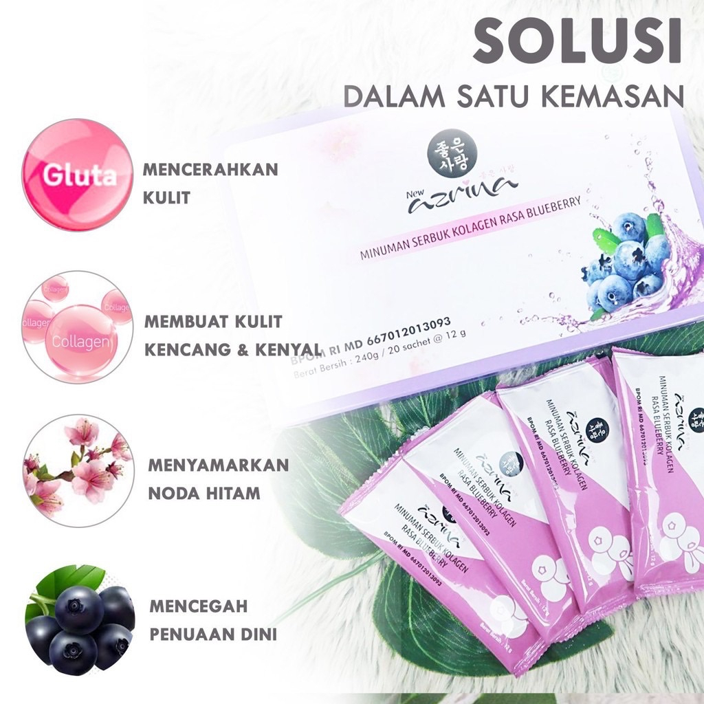 CLEARANCE SALE - Azrina Gluta Perfect Minuman Collagen Rasa Blueberry 10 Sachet BPOM