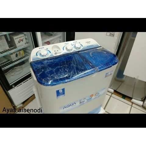 Mesin Cuci 2 tabung AQUA Sanyo AQW 755 XT Cuci dan Kering Low Watt Tutup Transparan 7 KG