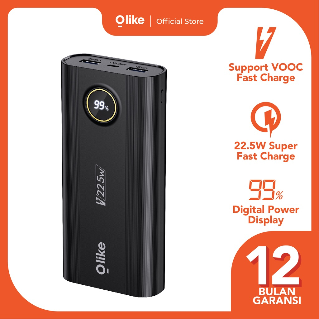 PROMO OLIKE POWERBANK 20000MAH FAST CHARGING 22.5W DISPLAY VOOC TYPE C PD P6 by.sultan