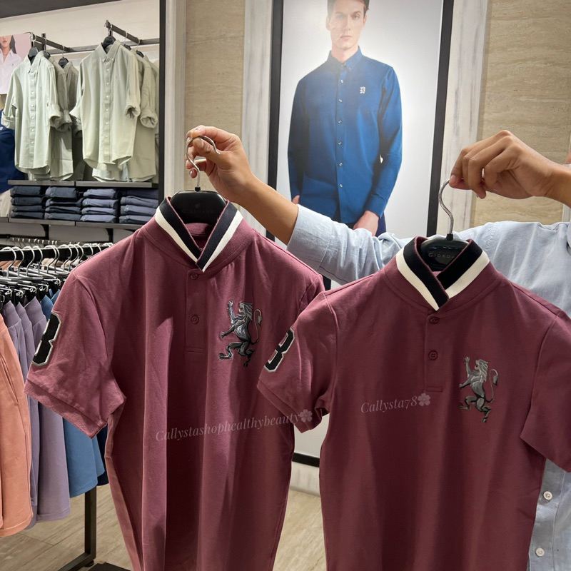 Giordano Couple Polo Shirt Man Lion 3D Dad And Kids Sig Eggplant Size S,M,L,XL n XXL