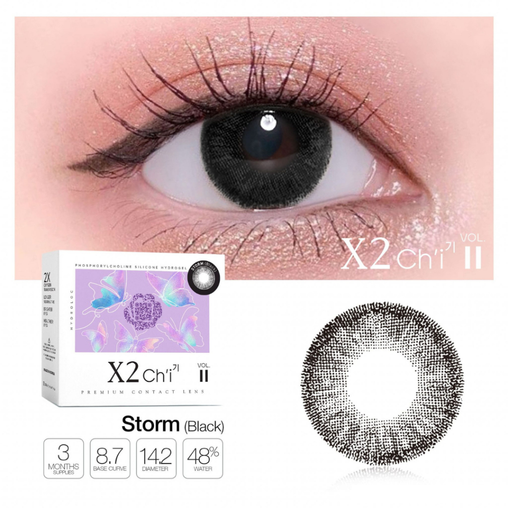 X2 CHI Vol II Storm (Black) Monthly Softlens Warna