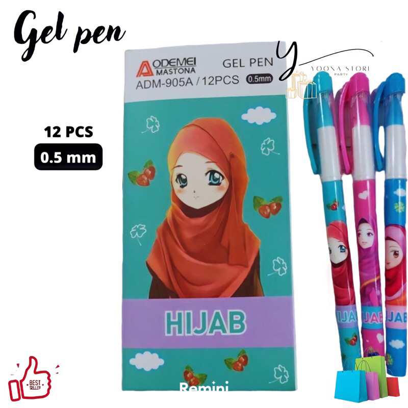 

Pulpen Gel Pen Hijab lancip pen 0.5mm -(isi 12pcs)