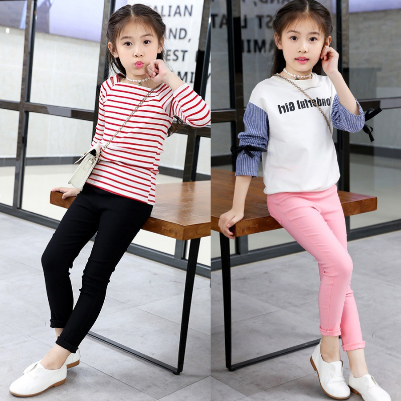 ByKiddos - Celana Legging Katun Impor Stretch Panjang Korea Anak Perempuan Import 3-9 Th