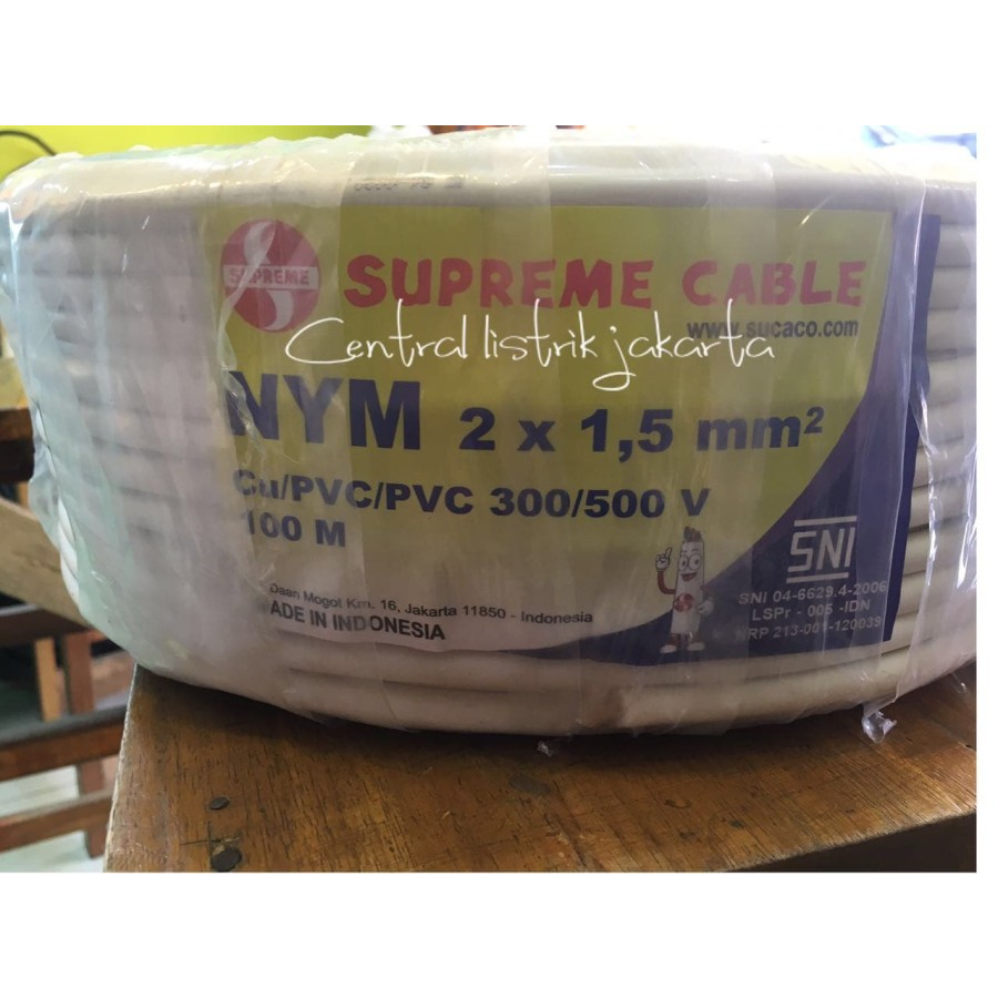 KABEL LISTRIK MERK SUPREME NYM 2x1.5 / 2x1,5 PER METER / @ METER