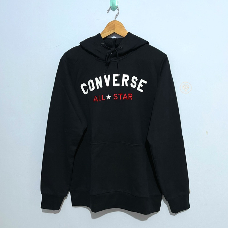 JAKET CONVERSE ALL STAR CHEVRON PULLOVER HOODIE BLACK WHITE GREY RED ORIGINAL