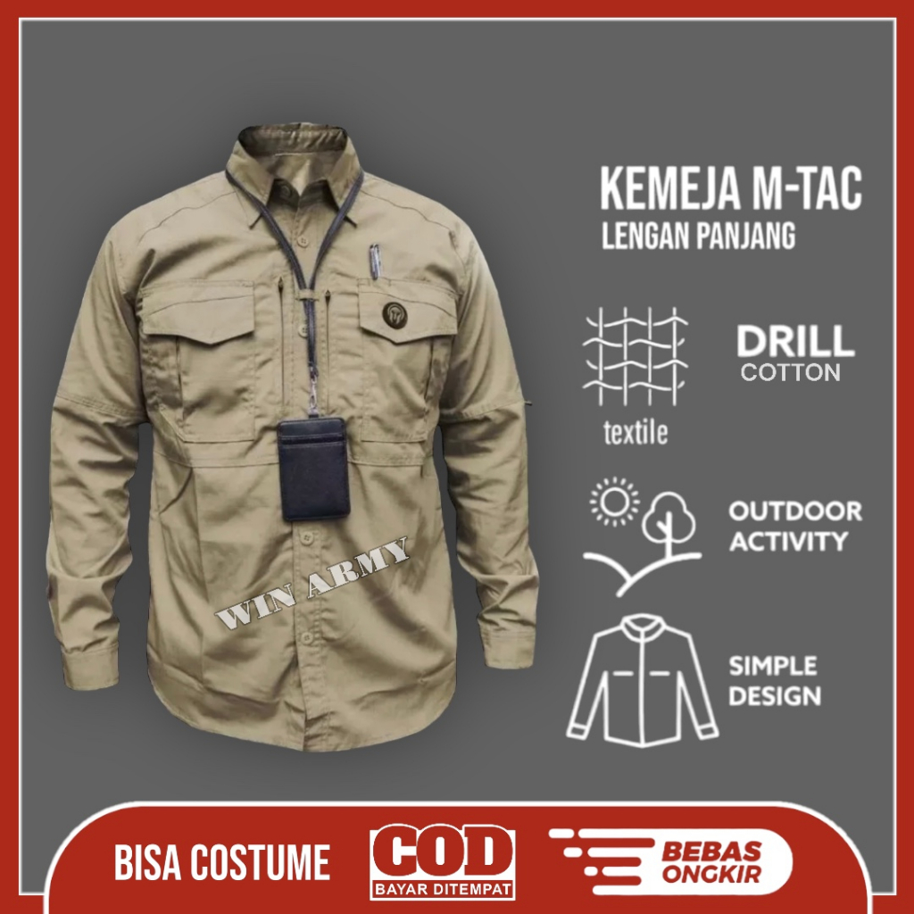 KEMEJA TACTICAL R-TAC LENGAN PANJANG - KEMEJA PDL LENGAN PANJANG - KEMEJA LAPANGAN TANGAN PANJANG