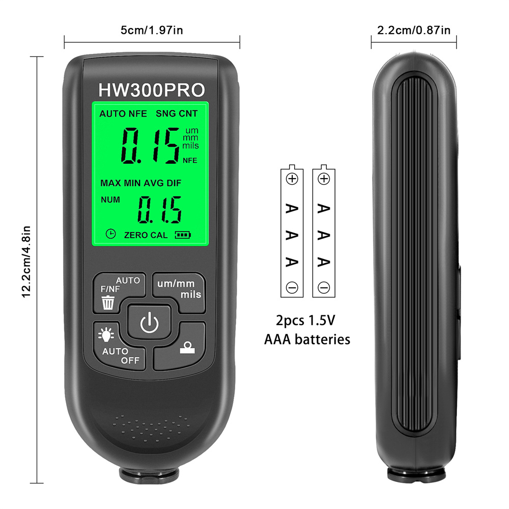 Coating Thickness Gauge Car Paint Thickness FE/NFE 0-2000um HW300PRO