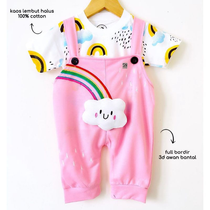 [0-2,5 tahun] SETELAN OVERALL ANAK CELANA CLOUDY RAINBOW FLAMINGO UNICORN / BAJU ANAK UNICORN FLAMINGO OVERALL JUMPSUIT KUDA PONY