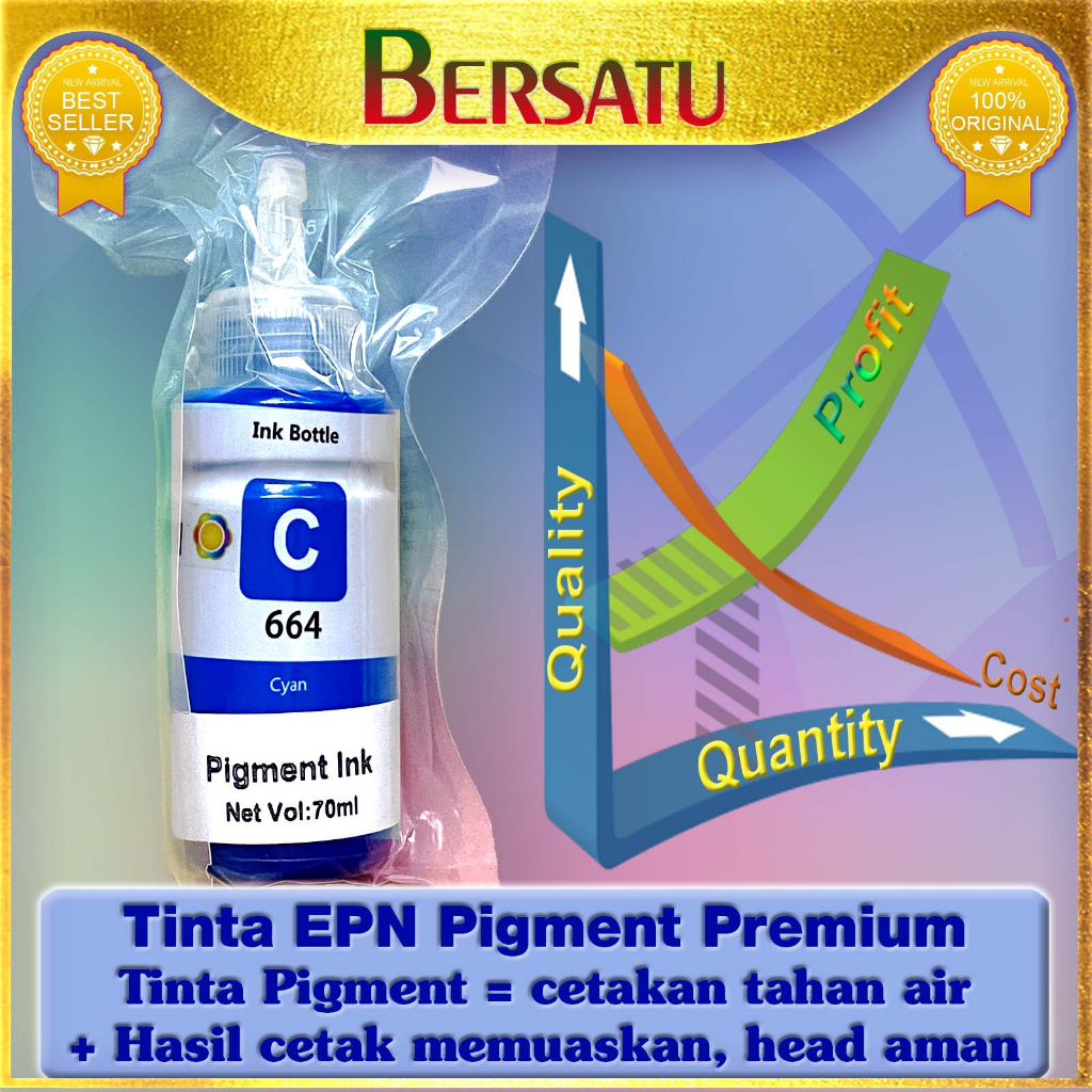 Tinta Pigment Epson 664 T664 Refill EPN Premium untuk Printer Epson L100 L110 L120 L121 L200 L210 L220 L300 L310 L350 L355 L360 L365 L380 L382 L385 L386 L405 L455 L485 L486 L550 L555 L565 L605 L655 L1300 L1455 No Box