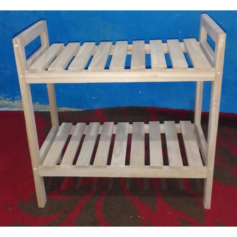 Rak Sepatu Kayu 2 Susun Minimalis