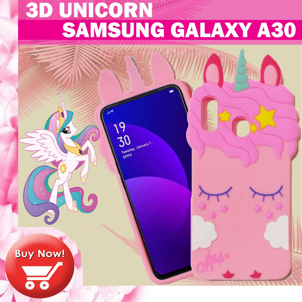 Silikon 3D Karakter Samsung Galaxy A30 Unicorn 3D Case Boneka Samsung A30 Silikon 4D Samsung A30